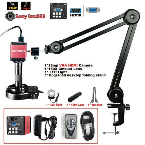 Microscopio Digital HDMI Nice-Power – 13MP Sony IMX323 – 150X con Luz LED y Soporte Plegable's photo #1