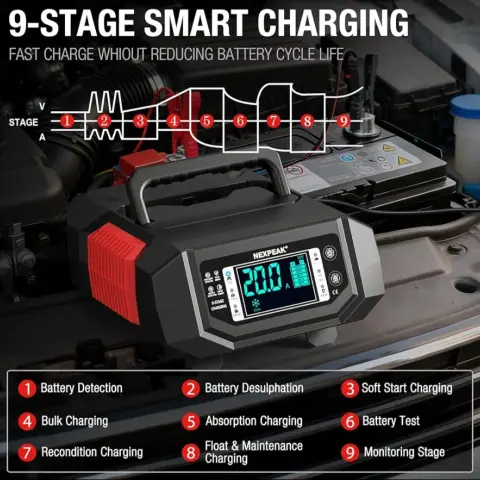 CARGADOR INTELIGENTE AUTOMÁTICO 12V 20A / 24V 10A (MULTIETAPA) — imagen 3