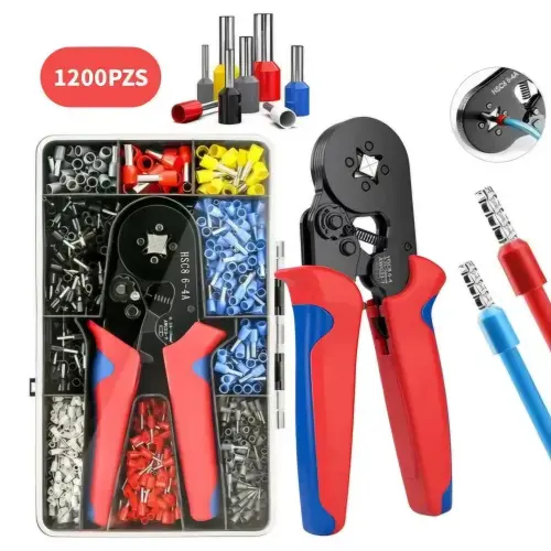 Kit de Crimpadora Profesional con 1200 Piezas – Terminales y Conectores – Modelo HSD8 6-4A — imagen 1