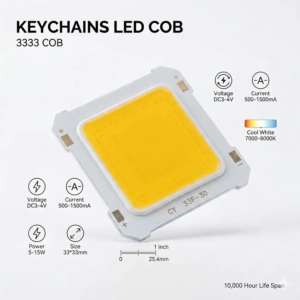 : LED COB 3333 – 5-15W – 3-4V – Blanco Frío 7000-8000K – Tamaño 33x33mm's photo #1