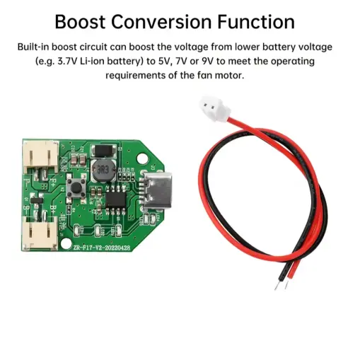 Módulo Elevador para Ventilador 9V – 3 Velocidades – Carga de Batería 18650 – Entrada USB-C's photo #1