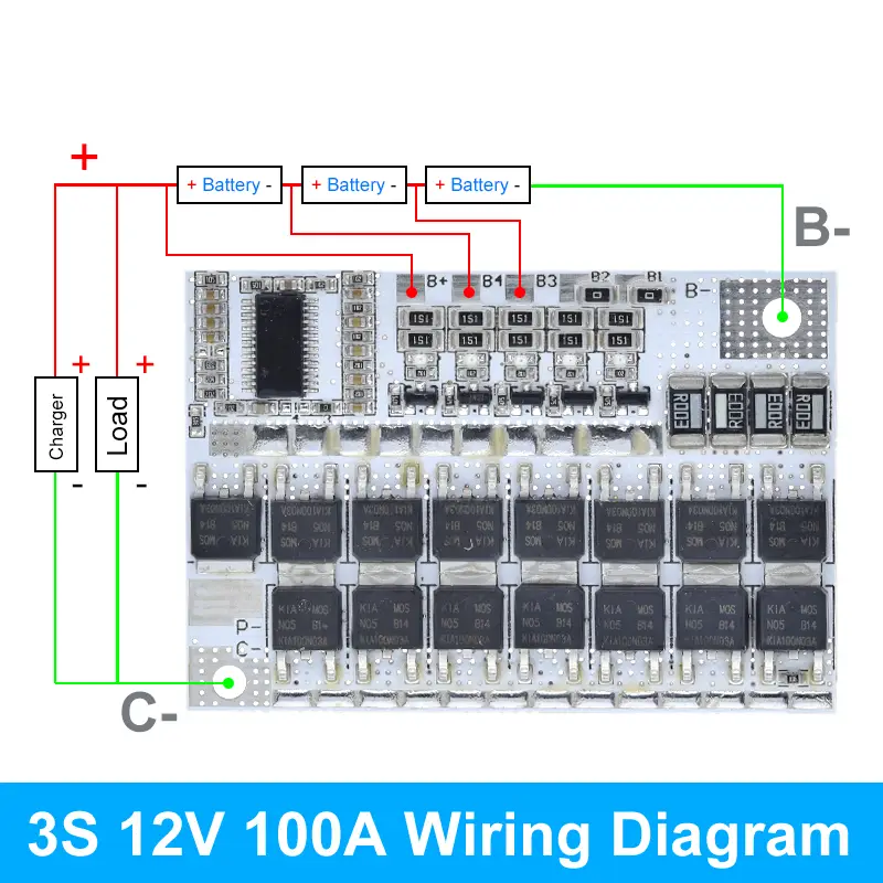 BMS Multiconfigurable 100A para Baterías de Litio – 3S (12V) / 4S (16.8V) / 5S (21V) – Con Balanceo de Celdas — imagen 1