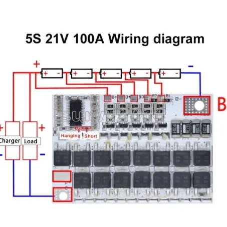 BMS Multiconfigurable 100A para Baterías de Litio – 3S (12V) / 4S (16.8V) / 5S (21V) – Con Balanceo de Celdas — imagen 6