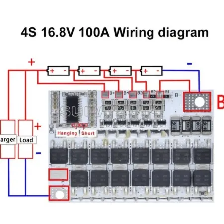 BMS Multiconfigurable 100A para Baterías de Litio – 3S (12V) / 4S (16.8V) / 5S (21V) – Con Balanceo de Celdas — imagen 5