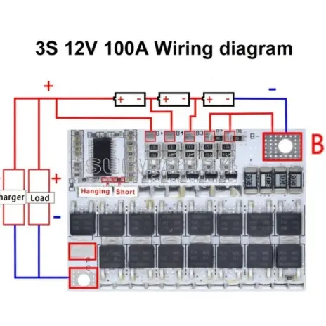 BMS Multiconfigurable 100A para Baterías de Litio – 3S (12V) / 4S (16.8V) / 5S (21V) – Con Balanceo de Celdas — imagen 4