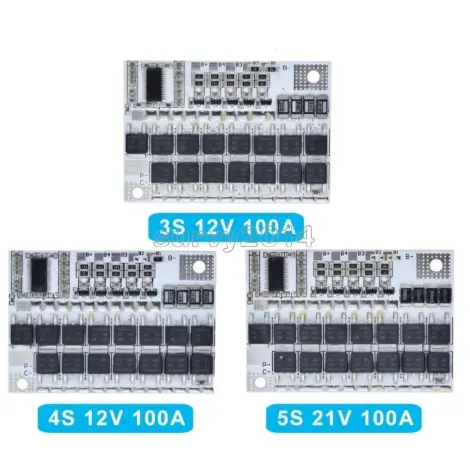BMS Multiconfigurable 100A para Baterías de Litio – 3S (12V) / 4S (16.8V) / 5S (21V) – Con Balanceo de Celdas — imagen 3
