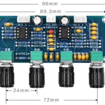 Preamplificador de CC 12-24V con 2 canales de sonido, ajuste de graves altos y medios's photo #4