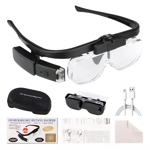 Gafas microscopicas, Lupa de cabeza, linterna frontal recargable USB con lente de aumento para trabajo cercano's photo #1