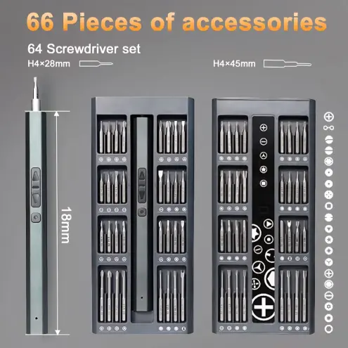 Destornilladore Eléctrico Precisión, Dinow 66 en 1 Juego de Destornillador con USB, luz LED, Punta de Destornillador Magnética para Electrónica's photo #1