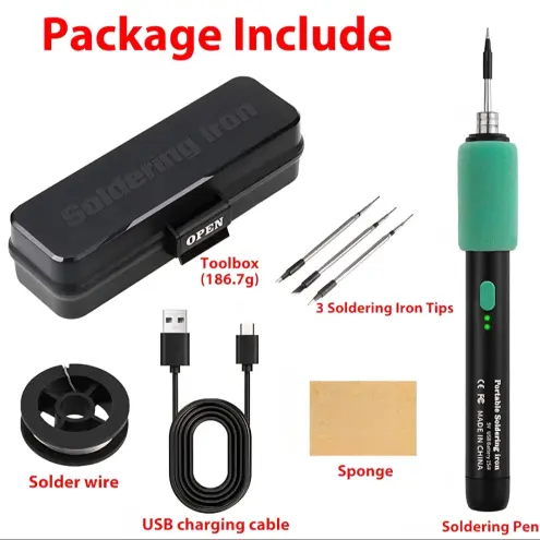 Soldador USB de 15W, temperatura de tres niveles, tipo C, Cautín recargable 90-450°c 650mAh's photo #1