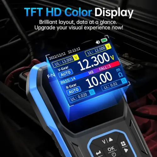 Tester Probador de Baterías FNIRSI® HRM-10 – Voltaje y Resistencia Interna con Pantalla a Color de Alta Definición's photo #4