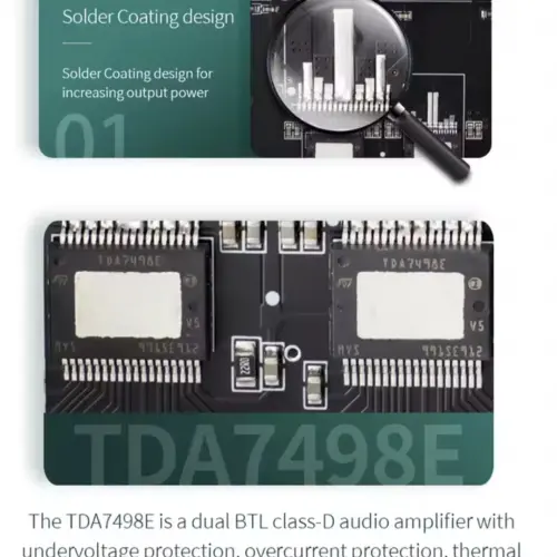 S220H 2.1 Canal Bluetooth 5.0 Subwoofer Power Amplifier Board TDA7498E 160W×2+220W, Módulo Amplificador de Potencia de Audio 12V-38V — imagen 5
