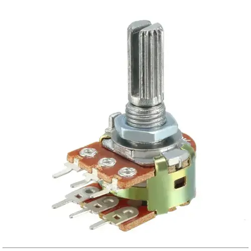 B10K potenciómetro estéreo dual 6 pin cónico lineal estriado, eje de 0.630 in's photo #2