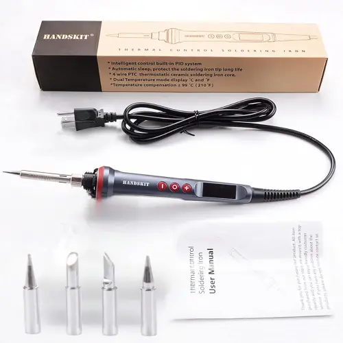 HANDSKIT Soldador Eléctrico 200W con Control de Temperatura Ajustable (180°C-480°C), Pantalla LED, Calentamiento Rápido, Kit Completo con Puntas — imagen 1