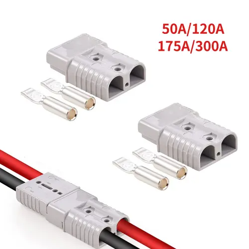 Conector de alta corriente, Toma Anderson 50A / 600V, para cable #8 AWG. Incluye 2 carcasas y 4 terminales. Ideal para Motos eléctricas, inversores y sistemas de energía.'s photo #1