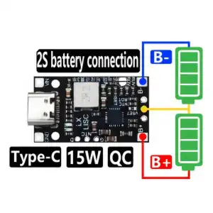 Tipo-C USpB 2/3S 15W 8.4V 12.6V 1.5A LI-Thitium Battreriy Carga Boost Módulo con soporte equilibrado Carga rápida con indicador miniatura 3