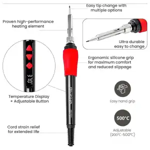 Kit de Soldadura Plusivo 60W 500°c 110V – Incluye Folleto Gratuito "El Arte Perdido de la Soldadura" miniatura 5