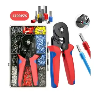 Kit de Crimpadora Profesional con 1200 Piezas – Terminales y Conectores – Modelo HSD8 6-4A miniatura 1