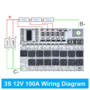 BMS Multiconfigurable 100A para Baterías de Litio – 3S (12V) / 4S (16.8V) / 5S (21V) – Con Balanceo de Celdas miniatura 1