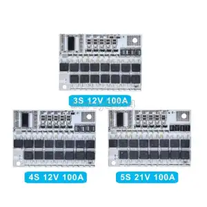BMS Multiconfigurable 100A para Baterías de Litio – 3S (12V) / 4S (16.8V) / 5S (21V) – Con Balanceo de Celdas miniatura 3