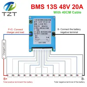 BMS 13S 48V 20A Módulo de protección inteligente para baterías de litio miniatura 1