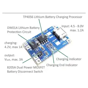Módulo de Carga TP4056 Micro USB tipo B miniatura 2
