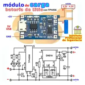 Módulo de Carga TP4056 Micro USB tipo B miniatura 5