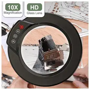 10X Lupas con luz y abrazadera, lupa iluminada con soporte de cristal real, 5 modos de color, lámpara LED miniatura 5