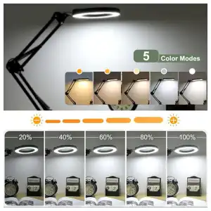 10X Lupas con luz y abrazadera, lupa iluminada con soporte de cristal real, 5 modos de color, lámpara LED miniatura 6