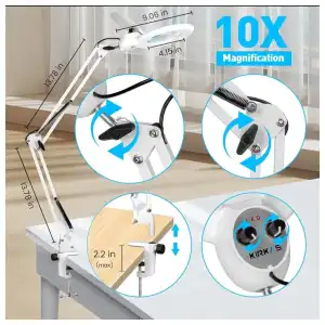KIRKAS Lupa de 10x con luz y abrazadera, lámpara de aumento LED, 2200 lúmenes miniatura 4