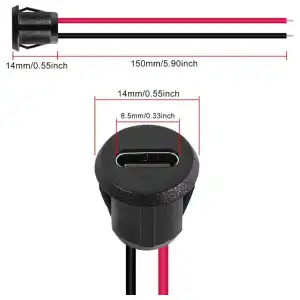 conector USB de 2 pines tipo C resistente al agua miniatura 1