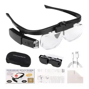 Gafas microscopicas, Lupa de cabeza, linterna frontal recargable USB con lente de aumento para trabajo cercano miniatura 1