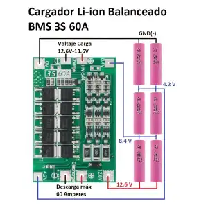 BMS 3S 12V 60A Balance miniatura 1
