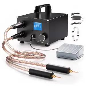 Seesii Soldador de Punto de Farad Dual, SE-223 de Condensador 3000F con 25 Engranajes Ajustables Pantalla LCD 1,8'' miniatura 1