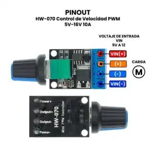 Controlador de Velocidad PWM 5V / 12V – 10A miniatura 1
