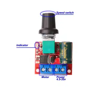 Módulo controlador de velocidad del Motor 5A 90W PWM DC-DC 4,5 V-35V miniatura 1