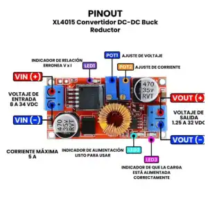 XL4015 Convertidor cargador DC-DC Buck Reductor miniatura 2