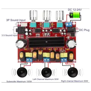 TPA3116D2 2X50W+100W 2.1 Canales, Amplificador de potencia de audio digital AMP Subwoofer miniatura 6