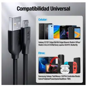 Cable V8 1 hora 2.1A cab177 1m miniatura 4
