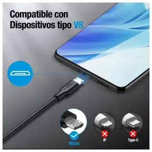Cable V8 1 hora 2.1A cab177 1m miniatura 2