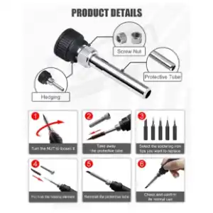 Manguito de soldadura para Cautin de 60W, 80W, 90W y 100W, Boquilla 3 en 1 miniatura 5