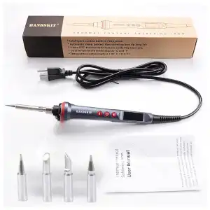HANDSKIT Soldador Eléctrico 200W con Control de Temperatura Ajustable (180°C-480°C), Pantalla LED, Calentamiento Rápido, Kit Completo con Puntas miniatura 1