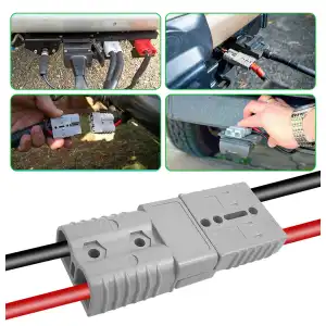 Conector de alta corriente, Toma Anderson 50A / 600V, para cable #8 AWG. Incluye 2 carcasas y 4 terminales. Ideal para Motos eléctricas, inversores y sistemas de energía. miniatura 6