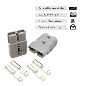 Conector de alta corriente, Toma Anderson 50A / 600V, para cable #8 AWG. Incluye 2 carcasas y 4 terminales. Ideal para Motos eléctricas, inversores y sistemas de energía. miniatura 5