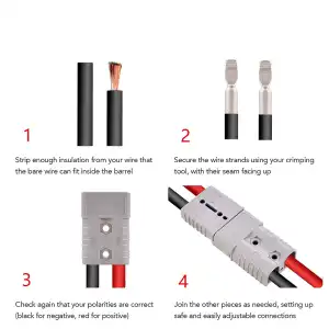 Conector de alta corriente, Toma Anderson 50A / 600V, para cable #8 AWG. Incluye 2 carcasas y 4 terminales. Ideal para Motos eléctricas, inversores y sistemas de energía. miniatura 3