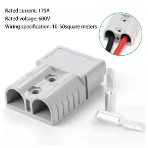 Conector de alta corriente, Toma Anderson 50A / 600V, para cable #8 AWG. Incluye 2 carcasas y 4 terminales. Ideal para Motos eléctricas, inversores y sistemas de energía. miniatura 7