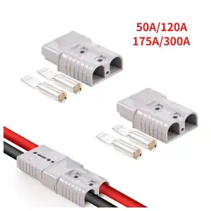 Conector de alta corriente, Toma Anderson 50A / 600V, para cable #8 AWG. Incluye 2 carcasas y 4 terminales. Ideal para Motos eléctricas, inversores y sistemas de energía. miniatura 1
